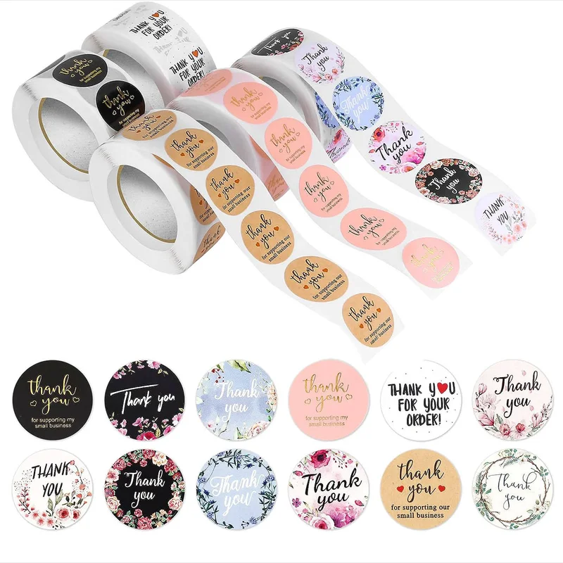 Custom Sticker logo Cosmetic Bottle PET Packaging Label Sticker Anime Waterproof Thank You Stickers packaging reference