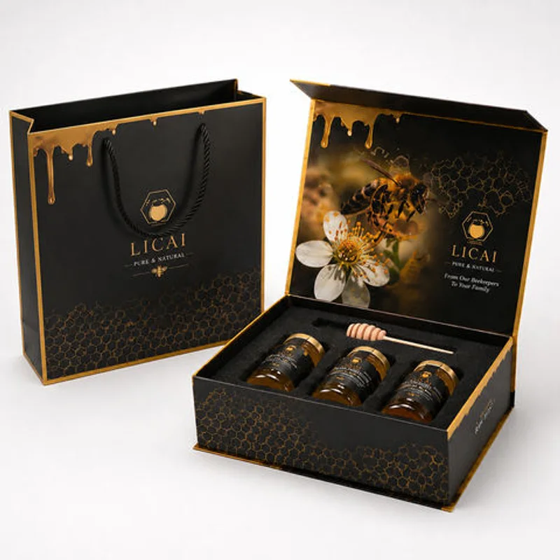 Luxury Custom Logo Cardboard Paper Packing Envases Miel Honey Jar Bottle Gift Box Packaging for Honey packaging reference