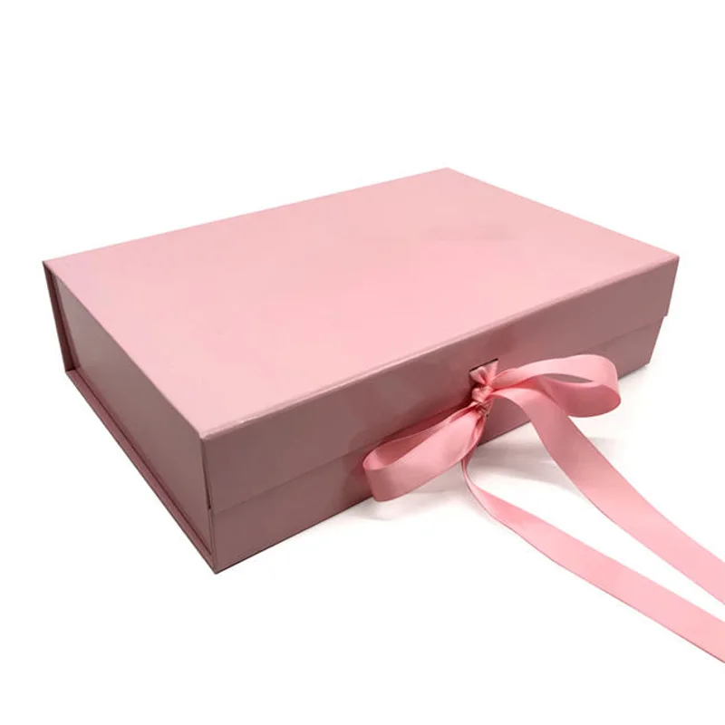 Custom Large Printed Logo Gift Packaging Holographic Flat Close Foldable Pink Magnetic Clothing Boxes for Clothes packaging reference