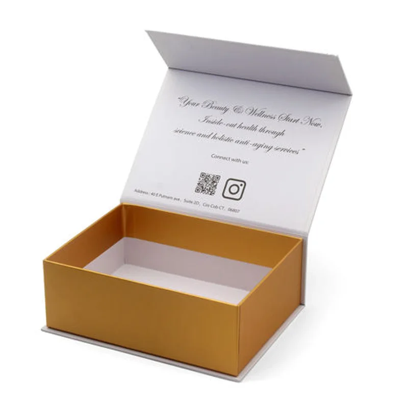 Personalized Luxury Paper White Gold Magnetic Closure Packaging Box With logo packaging reference