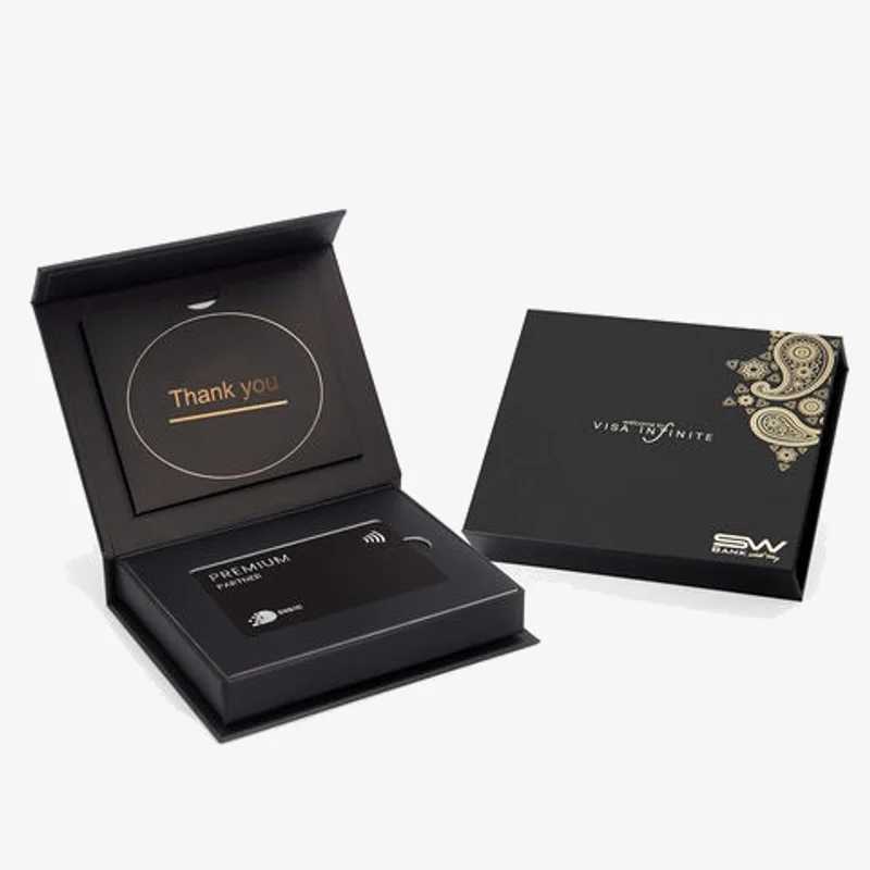 Custom Luxury Cardboard NFC Visa Card VIP Membership Giftcard Box Credit Card Gift Box Packaging for Credit Card packaging reference