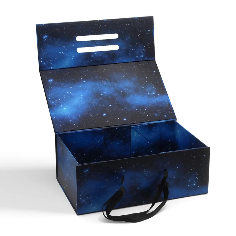 Custom Logo Empty Paper Foldable Cardboard Magnetic Gift Boxes with Handle packaging reference