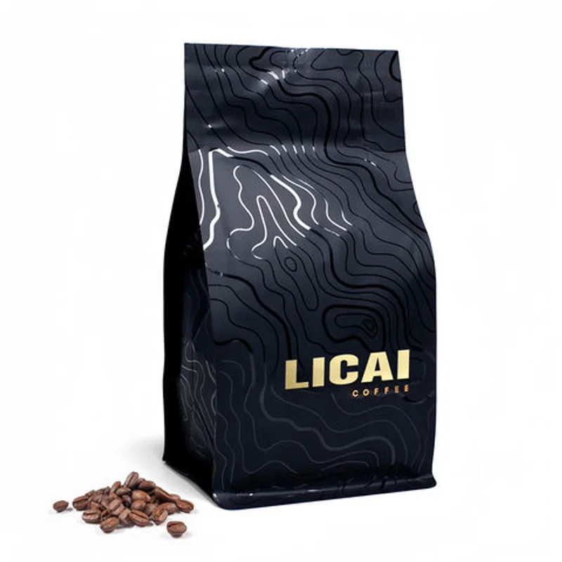 Custom Print Empty Black Plastic 250g 500g Aluminum Foil Coffee Bean Zipper Packaging Bags With Zipper packaging reference