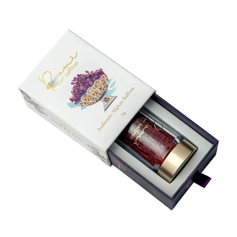 Custom Paper Safran Zafran Saffron Bottle Gift Packaging Box for Saffron packaging reference