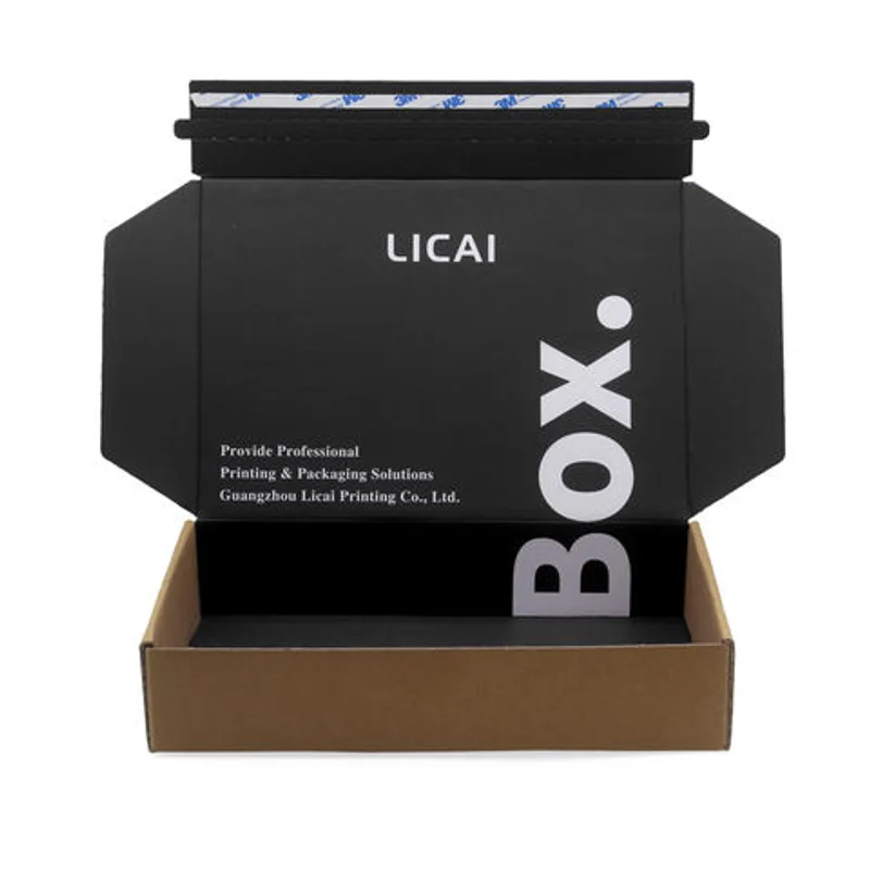 Personalized Branded Corrugated Self Seal Adhesive Shipper Shipping Mailing Mailer Box Packaging With Tear Strip Zipper packaging reference