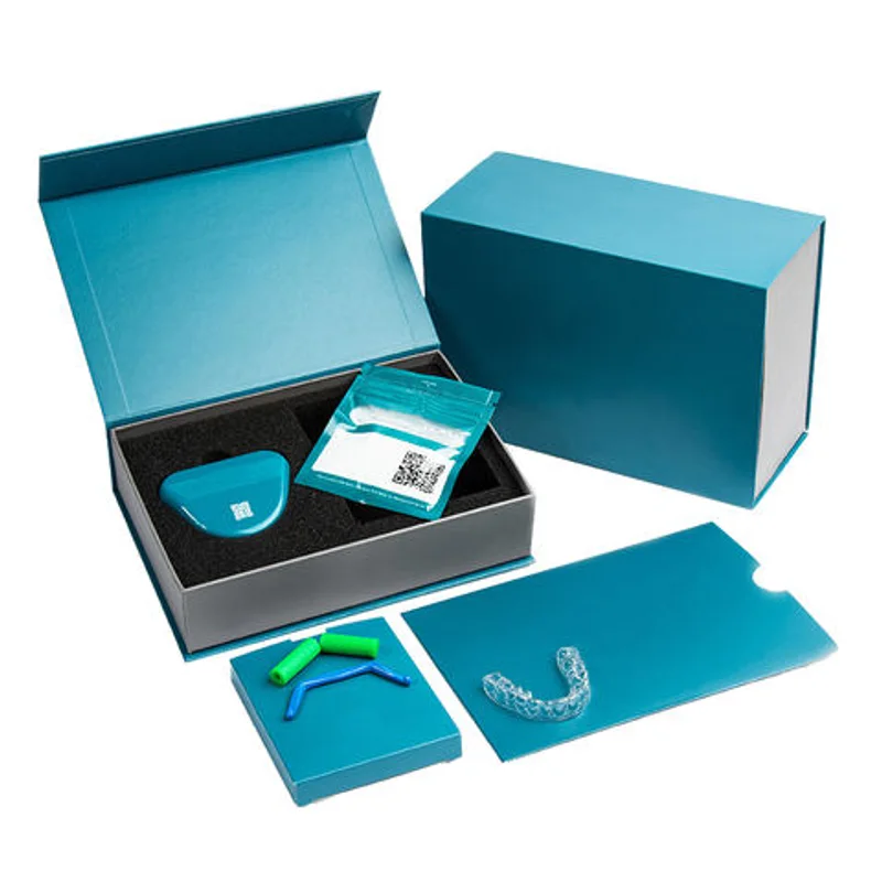 Custom Logo Paper Cardboard Clear Orthodontic Denture Dental Lab Retainer Aligners Packaging Box for Dental Aligners packaging reference