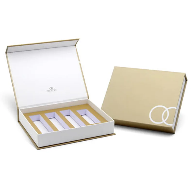 Customization Luxurious Premium Magnetic Closure Rigid White and Gold Gift Packaging Boxes With Foam Insert packaging reference