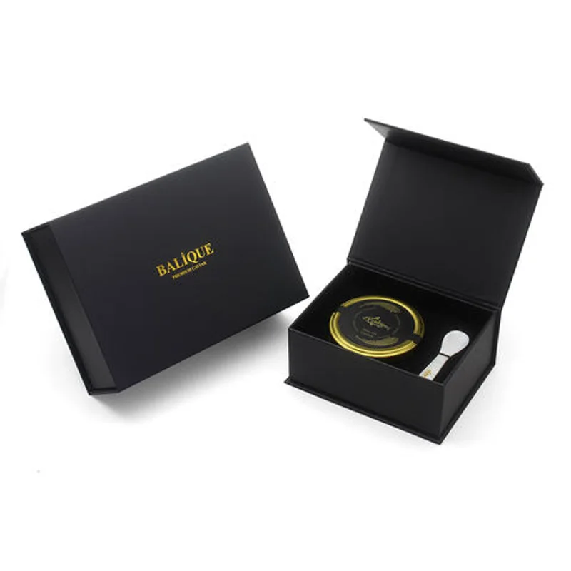 Custom Luxury Fancy Empty Black Caviar Gift Packaging Boxes for Caviar packaging reference